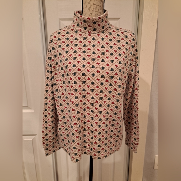 Karen Scott Tops - Karen Scott Christmas Turtle Neck - Xmas Trees and Hearts - Sz XL - USED